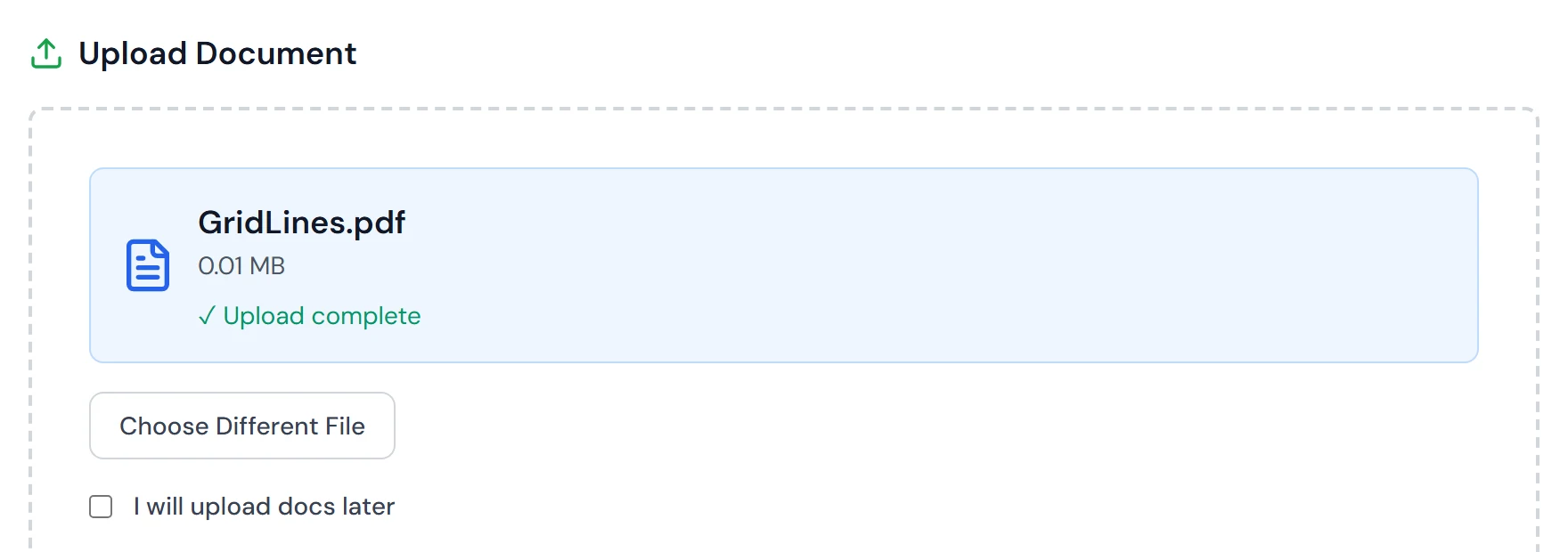 The attached matter document in Upload Document