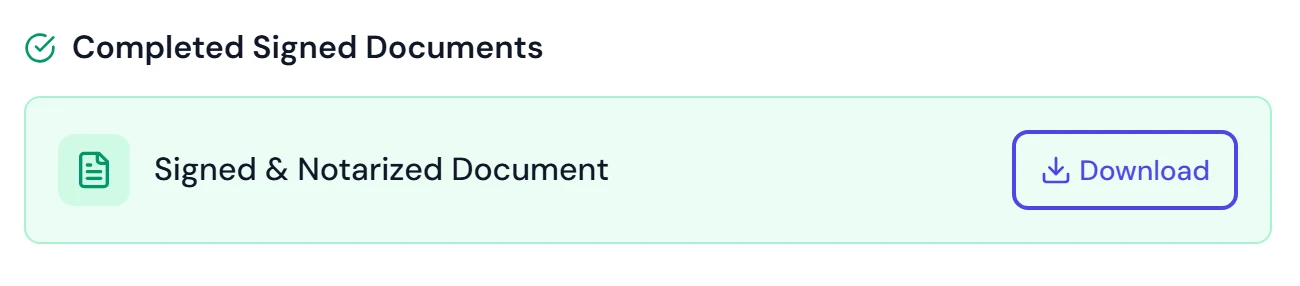 Completed Signed Documents with the Download button