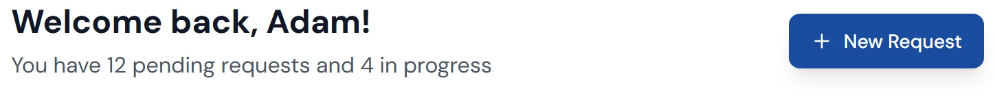 Notaron dashboard header with the New Request button